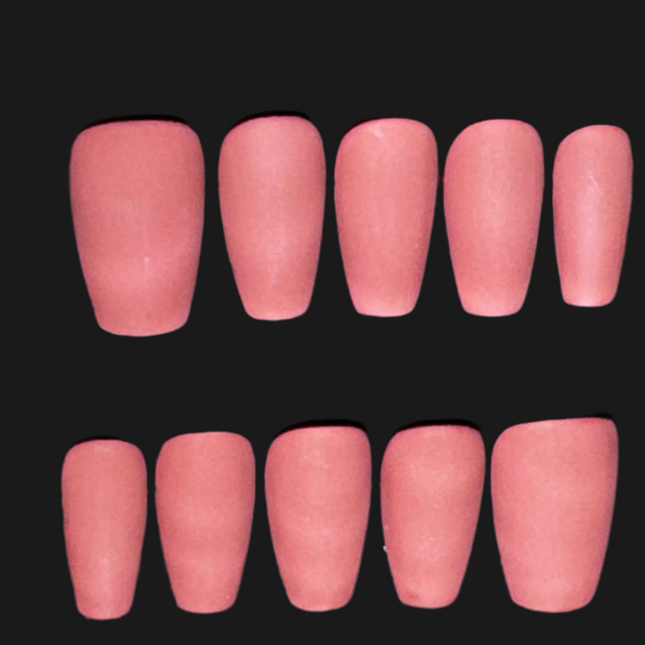 MORNING MOCHA ROSE - Set of 28 Nails - Coffin/Short