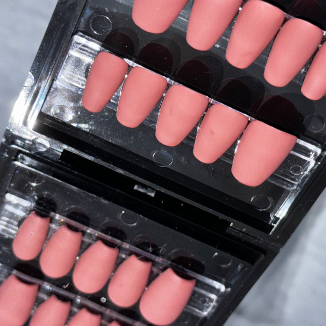 MORNING MOCHA ROSE - Set of 28 Nails - Coffin/Short