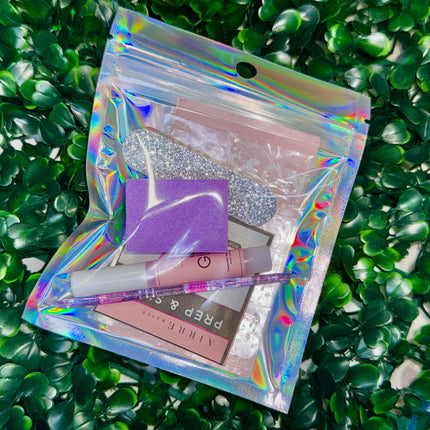 French Chrome Lemonade - Shape:Round  - Length:Med / Set Size:Small / Set of 10 Reusable Nails