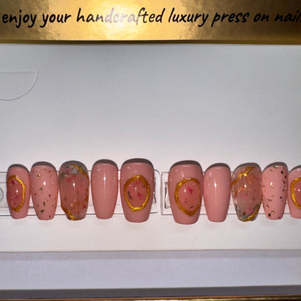 Flower Story Pt. 2 / Shape:Coffin - Length:Short / Set Size: Small of REUSABLE nails