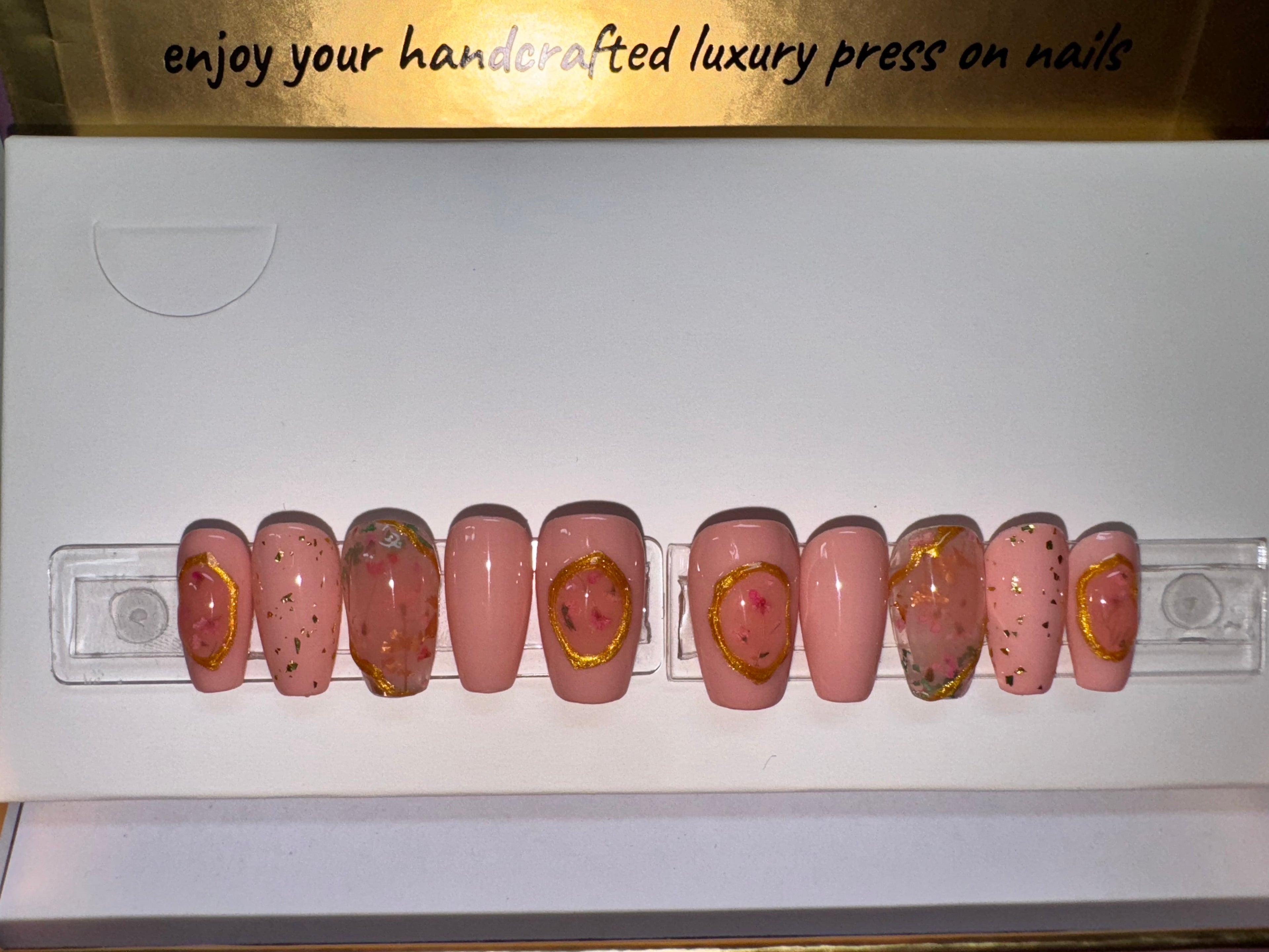 Flower Story Pt. 2 / Shape:Coffin - Length:Short / Set Size: Small of REUSABLE nails