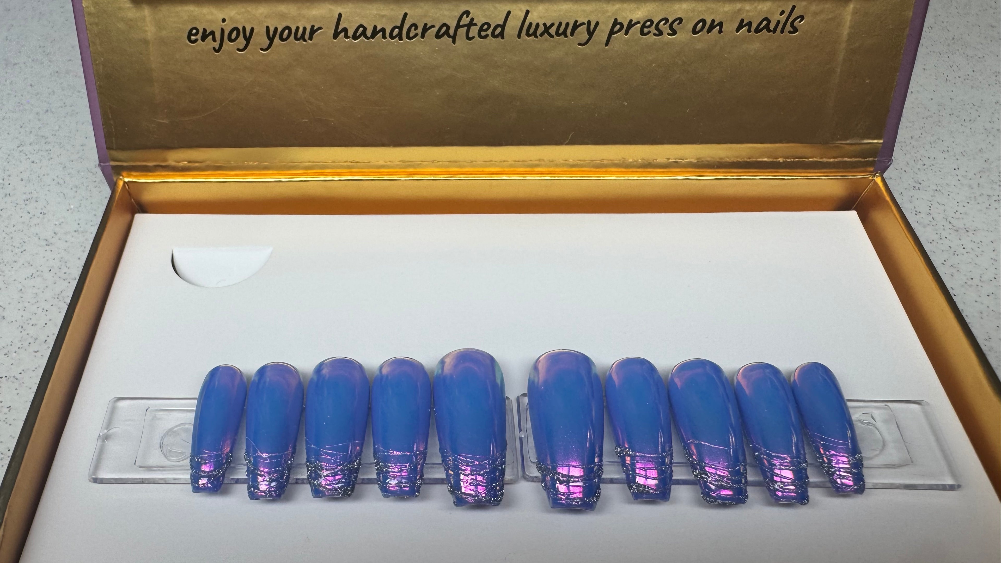MoonliteNYC: Length/Medium, Shape/Coffin, 10 PCS reusable press-ons, Set Size: Small