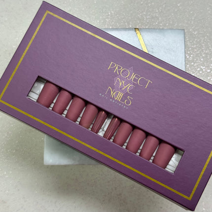 Fall Blush / Long - Square / Nail set of 28 (14 sizes for each hand)