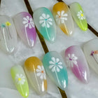 FLOWER STORY / Shape:Stiletto - Length:Short / Set of 10 Nails - REUSEABLE / Set Size XL
