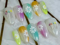 FLOWER STORY / Shape:Stiletto - Length:Short / Set of 10 Nails - REUSEABLE / Set Size XL