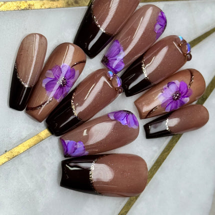 Fall Bound / Shape:Coffin - Length:Medium/ Set Size:Medium / Reusable False nails