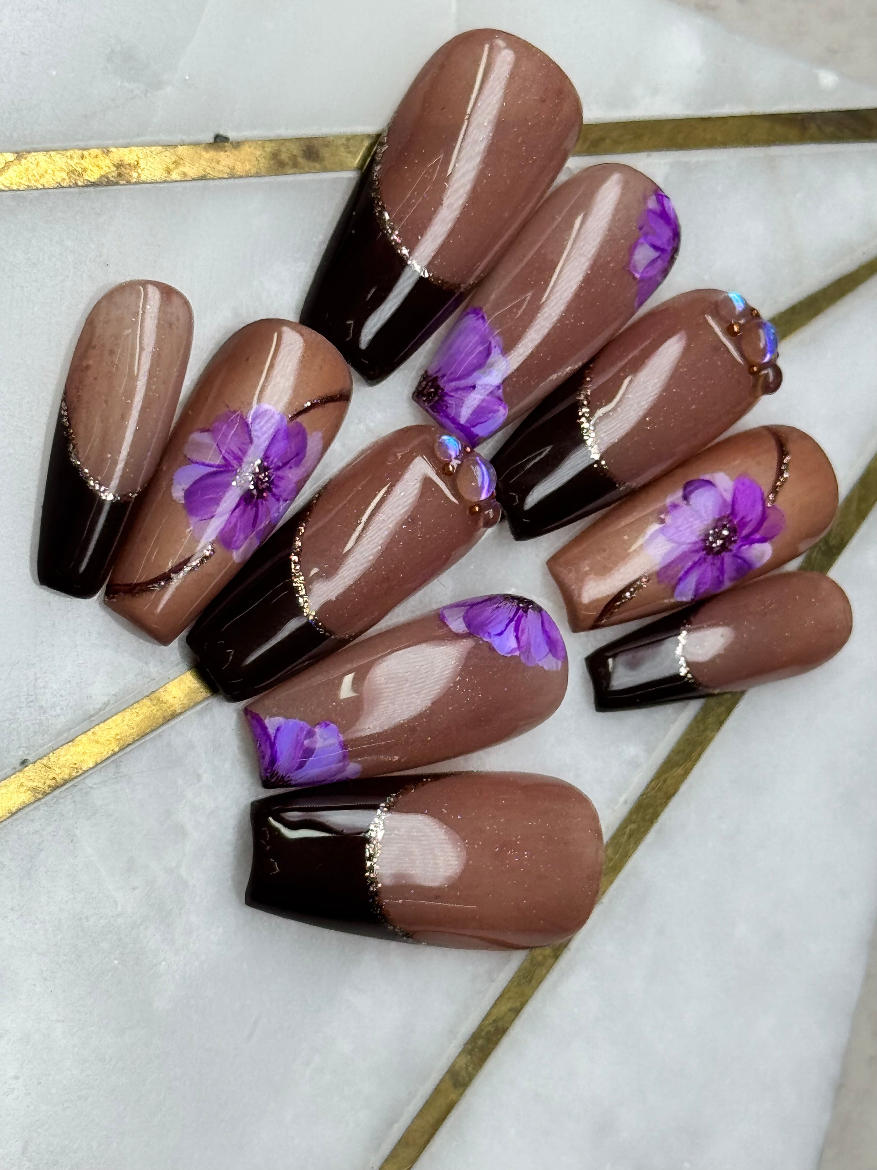 Fall Bound / Shape:Coffin - Length:Medium/ Set Size:Medium / Reusable False nails
