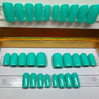 Solid Aqua Summer - Reusable Short/Square Press-ons - 28 Nails options (14 size options for ea. hand)