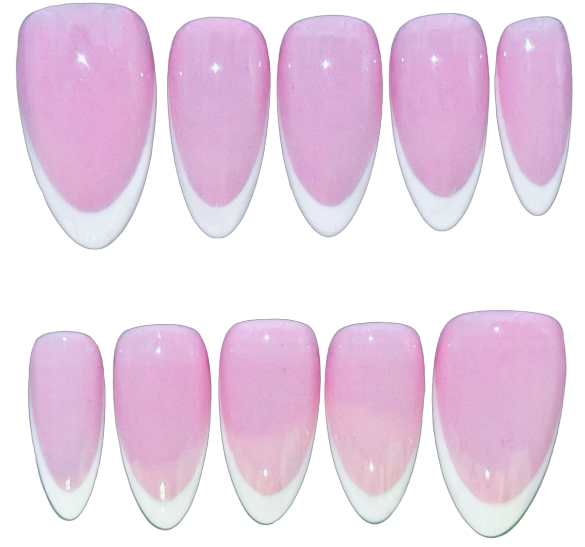 CLASSIC FRENCH - Set of 28 Nails - Almond/Medium - REUSABLE