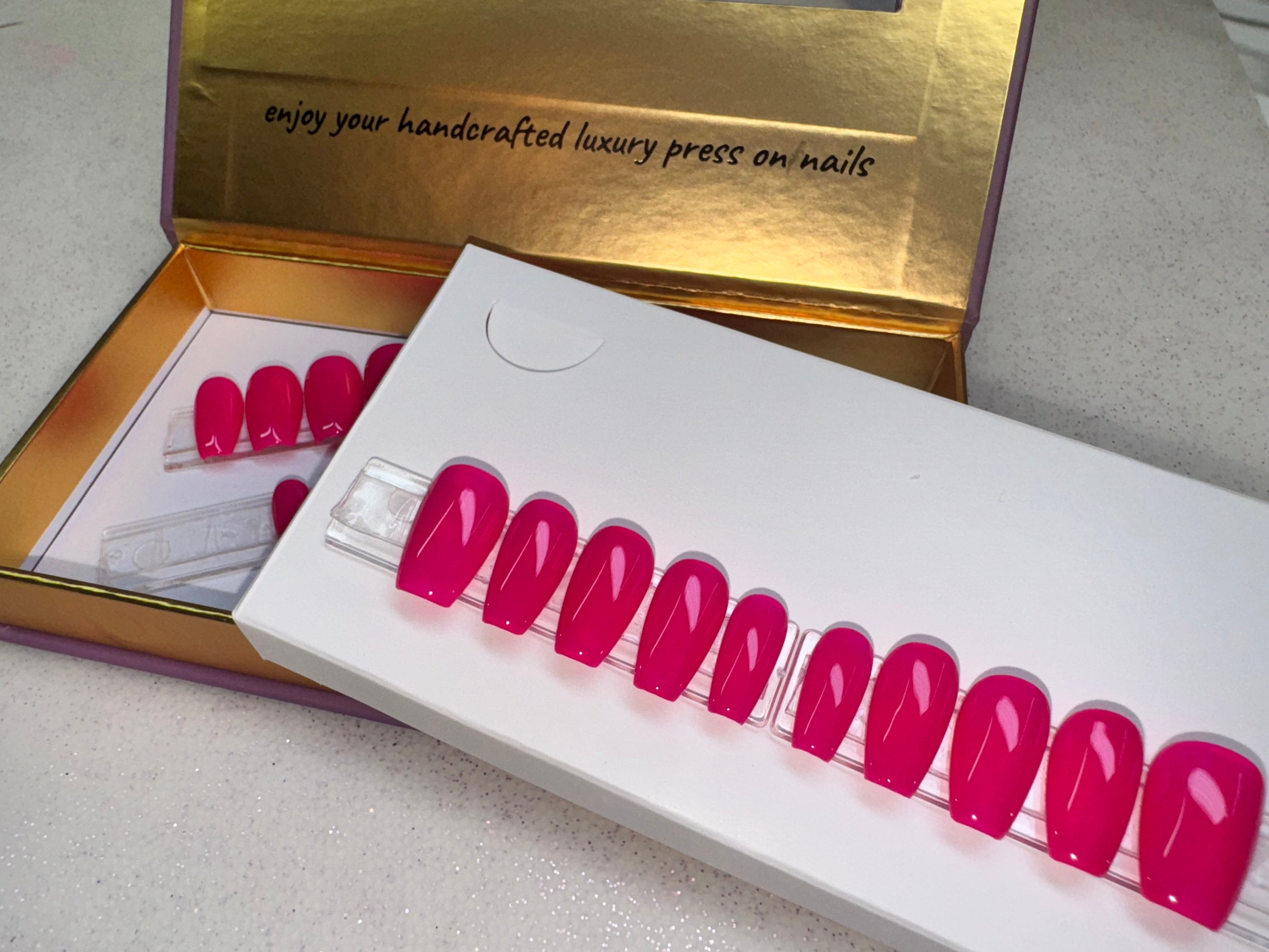 The City’s Pink - Short/Coffin - Set of 28 Reusable Press-ons (14 nail sizes for ea. hand)