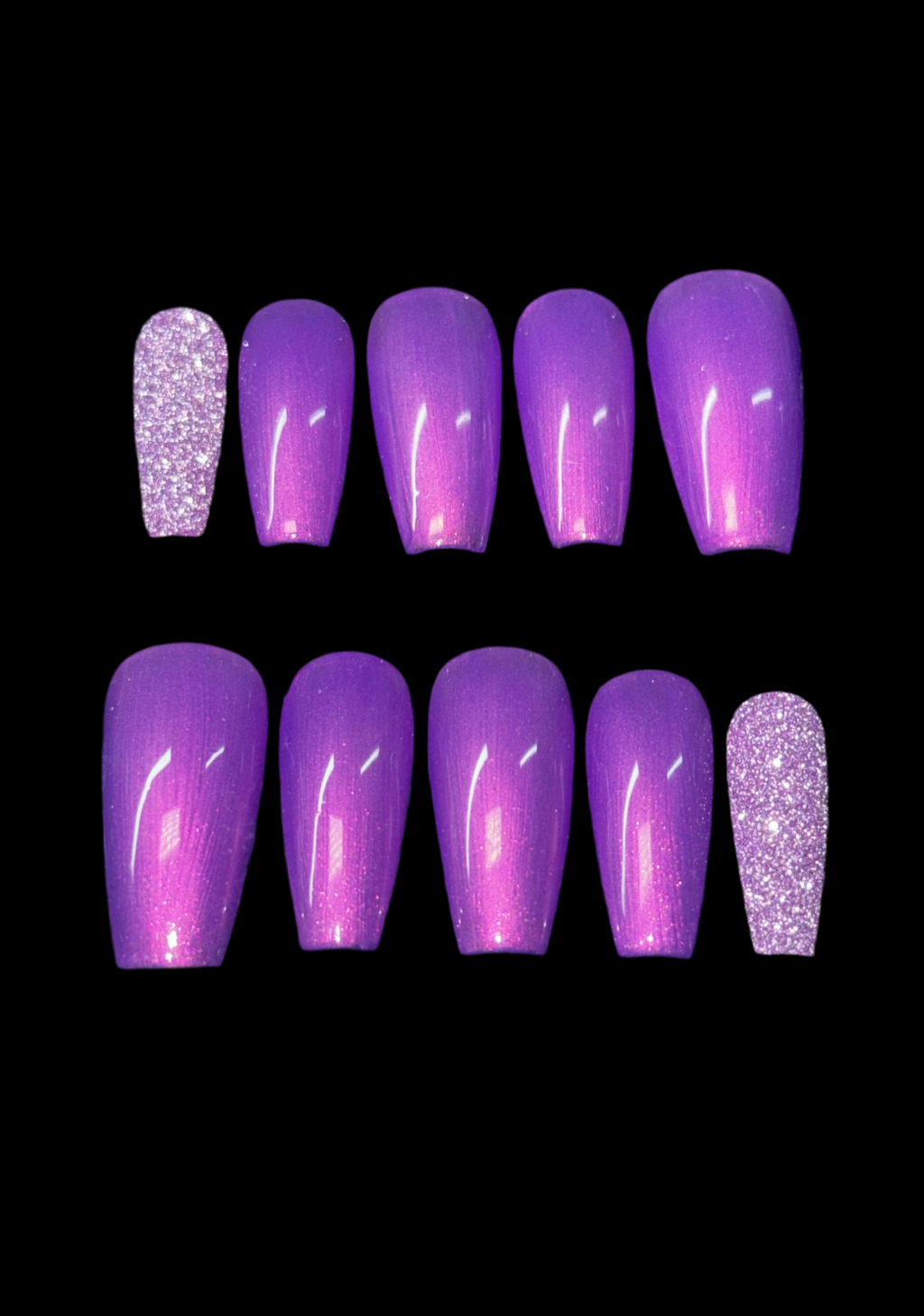SATIN GRAPES - Set of 28 Nails - Coffin / Medium