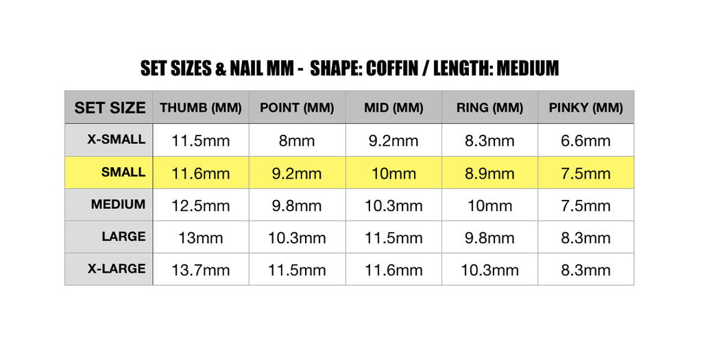 Cali Dreams /Shape:Coffin - Length:Med / Set Size: Small / 10 false nails (5 nails for each hand)