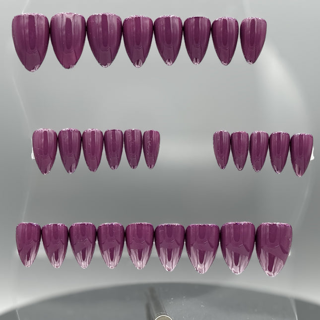 PURPLE RAIN - Set of 28 Nails - Stiletto / X-SHORT - Reusable