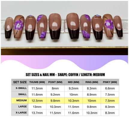 Fall Bound / Shape:Coffin - Length:Medium/ Set Size:Medium / Reusable False nails