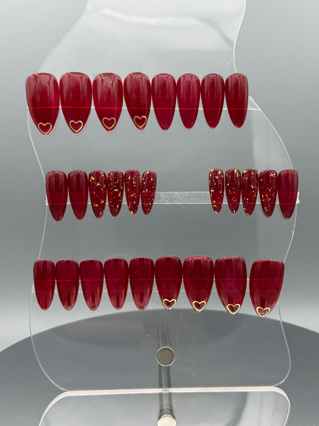 RASPBERRIES GOLD - Set of 28 Nails - Stiletto/Mediums