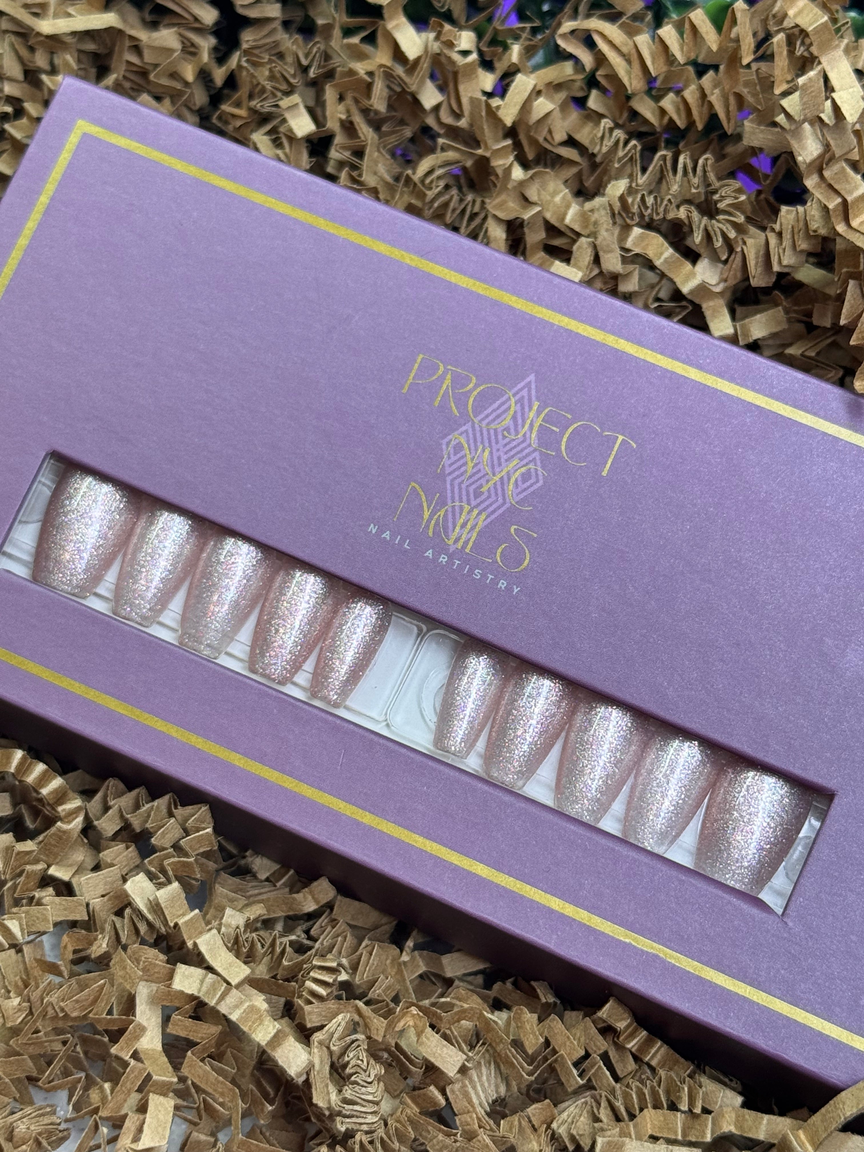 Sweet Angel / Set of 28 Nails / Shape:COFFIN - Length:SHORT